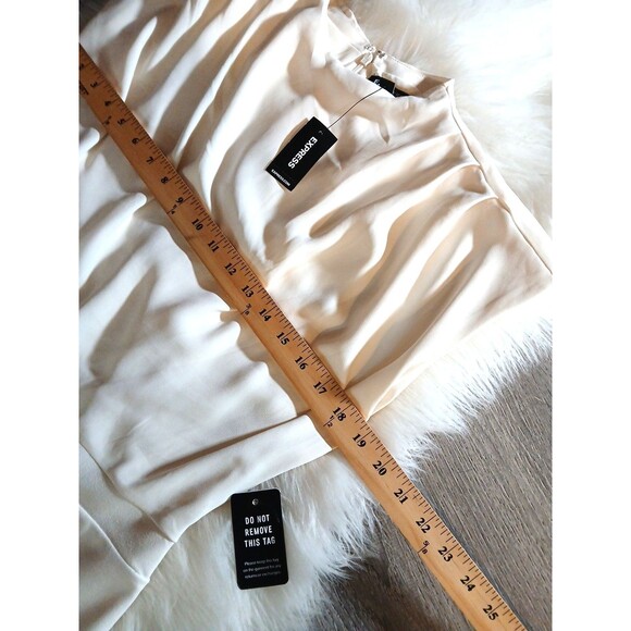 NWT EXPRESS Women's Size M Ivory Midi Dress w/Pleated and Draped Bodice Lined - Picture 7 of 10